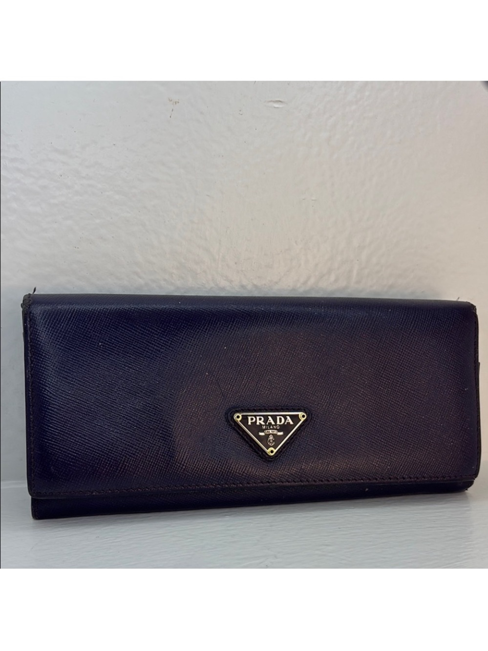Prada Saffiano Leather Purple Long Wallet